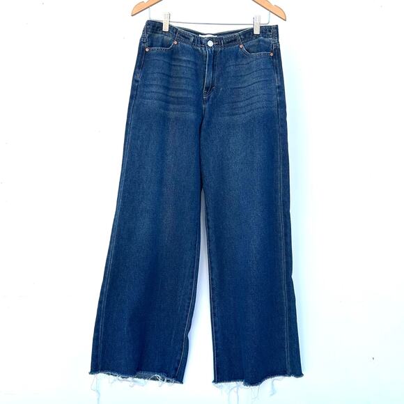 Anthropologie Habitual Wide Leg Denver Cropped Jeans 28 Raw Hem 6 Pants Denim - Picture 2 of 10